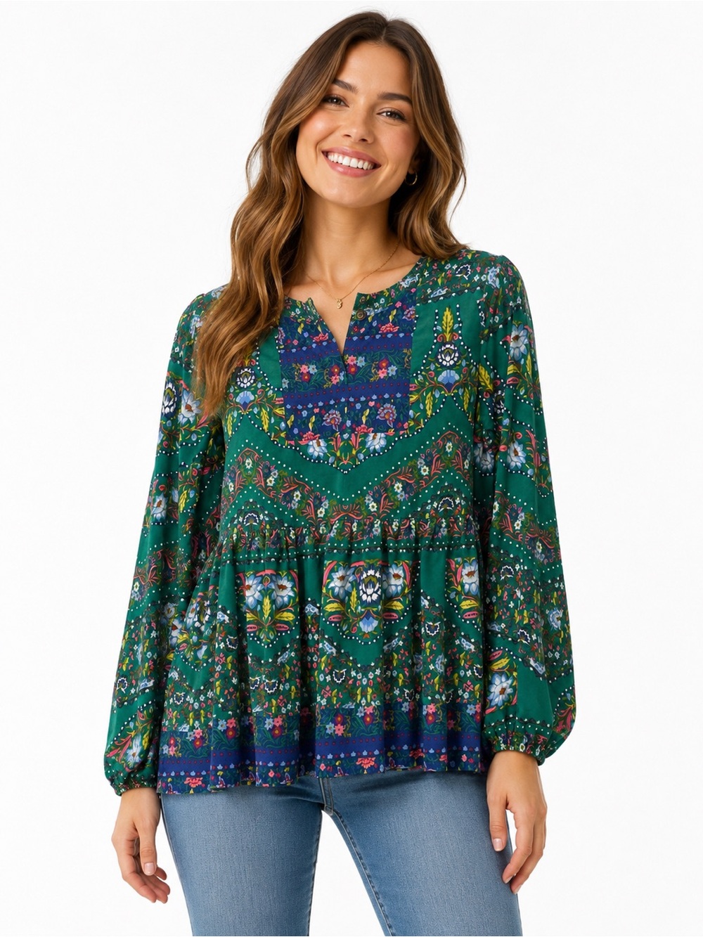 Matilda Jane Green Floral Peasant Tunic - 0615